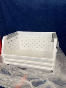 lot 16108 image: STACKABLE PLASTIC SHELVES STORAGE