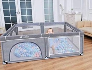 lot 16109 image: TODALE Playpens for Babies, Baby Playpen for Toddler, Extra Large Baby Playard, Infant Safety Activity Center, Sturdy Playpen with Anti-Slip Base,Tear-Resistant Material &Mesh (Grey 79���70��)