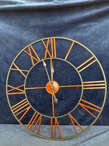 lot 16114 image: WALL CLOCK DECORATIVE BLACK AND BRONZE FINISH