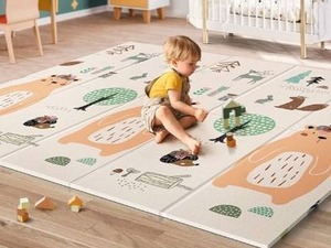lot 16124 image: UANLAUO Baby Play mat, 79x 71x 0.6 Extra Large & Thick Foam Crawling mat, Reversible & Waterproof Baby Mat for Floor, Portable playmat for Babies with Travel Bag