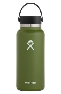 lot 16162 image: Hydro Flask 32-Ounce Wide Mouth Cap Water Bottle in Olive at Nordstrom
