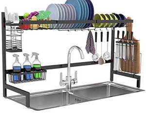 lot 16165 image: NK Decorations Over The Sink Dish Drying Rack Black