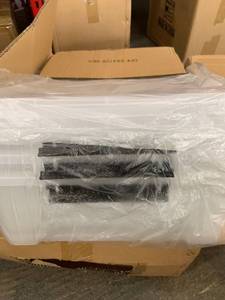 lot 16168 image: Set Of Three Narrow Clear Plastic Storage Containers