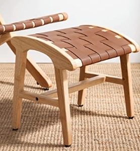lot 16157 image: LUE BONA Michale Series Leather Woven Foot Stool LB21OT0017-300