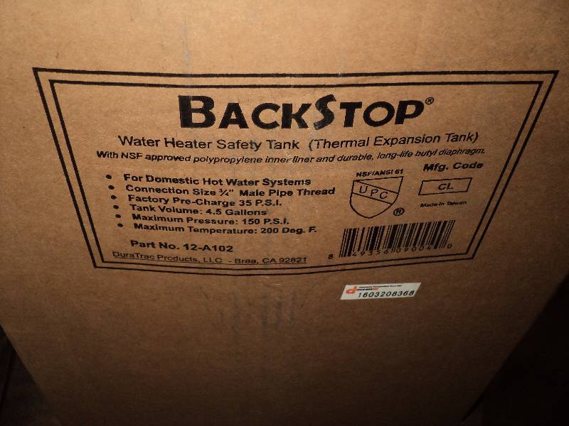 backstop tank water thermal heater expansion safety a102