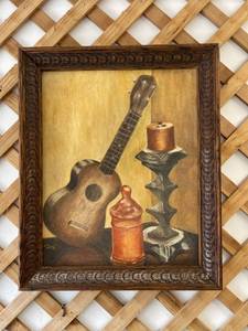 lot 5620 image: Guitar painting 1972 Judy niebaum