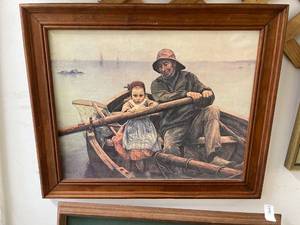 lot 5673 image: vintage signed print. man with child
