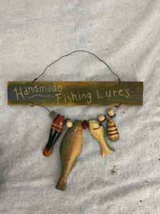 lot 4169 image: homemade fishing lure sign