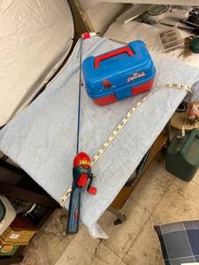lot 4249 image: Shakespeare Spider-Man pole and tackle box