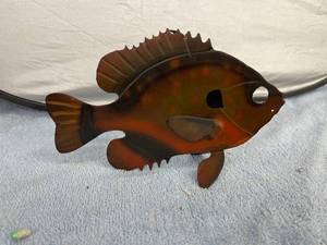 lot 4262 image: hanging or free standing metal fish