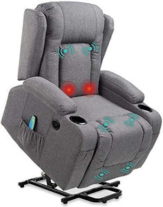lot 58243 image: Best Choice Products Electric Power Lift Linen Recliner Massage Chair, Gray (Retails $420)