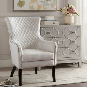 lot 58246 image: Madison Park Lea Natural Morocco Accent Chair (Retails $410)