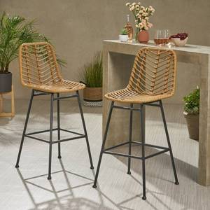 lot 58249 image: Christopher Knight Home Sawtelle Outdoor Wicker Barstool (Set of 2)