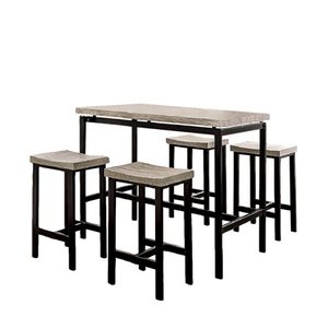lot 58253 image: Furniture of America Counter Height Dining Set, Natural Tone and Gray (5pcs)  (Retails $512)