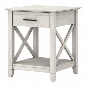 lot 58256 image: Bush Furniture Key West End Table with Storage, Linen White Oak