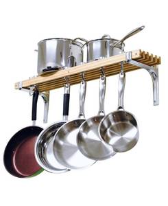 lot 58266 image: Cooks Standard Wall Mounted Wooden Pot Rack  (36 X 8)