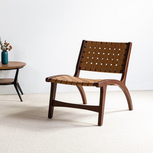 lot 58268 image: Kahomvis Camel Solid Wood Woven Side Chair  (Retails $280)