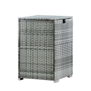 lot 58273 image: Teamson Home Outdoor Wicker and Steel Gas Tank Cover Side Table for 20 LB Propane Tanks Fire Pits, Gray   (16 L x 16 W x 23.5 H)