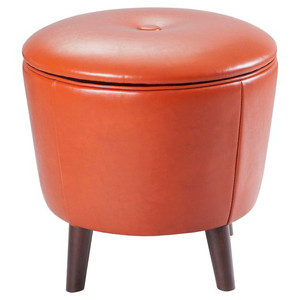 lot 58275 image: Hampton Park Crosby Round Storage Ottoman, Orange  (Retails $123)