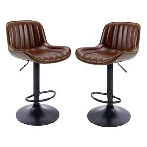 lot 58280 image: Art Leon Adjustable Height Faux Leather Counter Bar Stools, Chrome (Set of 2)