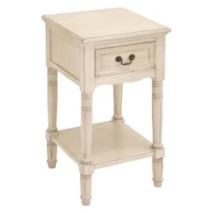 lot 58291 image: DecMode Wood Traditional Accent Table, Cream  (16 W x 29 H)