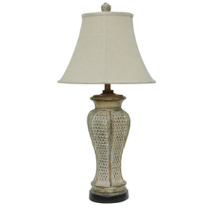 lot 58297 image: Cypress Table Lamp, Pickled Pine and Green  (32)