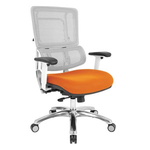 lot 58299 image: Breathable Mesh Chair with Custom Fabric Seat, Orange