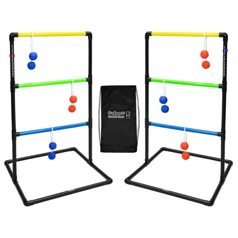 lot 34418 image: GoSports IndoorOutdoor Ladder Toss Game Set with 6 Rubber Bolos, Carrying Case and Score Trackers