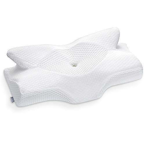 lot 35355 image: Elviros Cervical Memory Foam Pillow, Contour Pillows for Neck and Shoulder Pain, Ergonomic Orthopedic Sleeping Neck Contoured Support Pillow for Side Sleepers, Back and Stomach Sleepers (White)