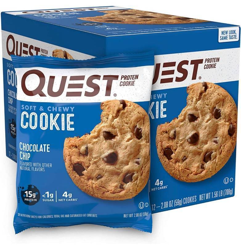 lot 52002 image: Quest Nutrition Chocolate Chip Protein Cookie, Keto Friendly, High Protein, Low Carb, Soy Free, 12 Count