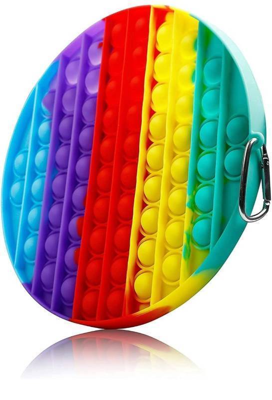 lot 60001 image: Big Size Push Pop Bubble Sensory Fidget Toys, Bubbles Stress Reliever Silicone Pressure Relieving Toy,for Kids Autism and Adult Anxiety Easy to Grasp Pop Silicone Toy (8 Inch,Rainbow,Circle