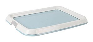 lot 35439 image: IRIS USA Pee Pad Holder for Puppy Pads, Dog Pad Holder, Pee Pad Tray for Training Pads, Holds Pads 17x23 or Larger, Blue