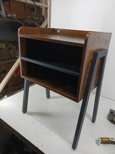 lot 35463 image: ffu Retro Bedside Table, Large Wooden Storage Shelf and Metal Frame for Living Room