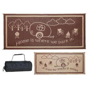 lot 35473 image: Ming s Mark 8 x 18 RV Home Outdoor Mat Home is Where We Park It Brown  Beige (RH8187)
