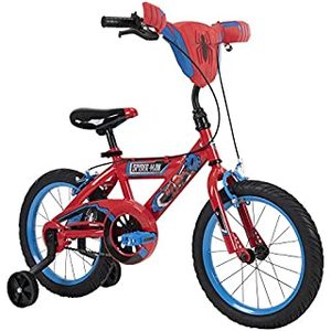 lot 45392 image: Huffy Marvel Spider-Man Kid Bike Quick Connect Assembly, Handlebar Plaque & Training Wheels, 16 Wheel, Red (B07X98VLBD)