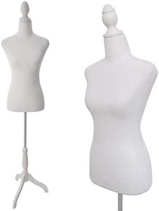 lot 35461 image: Female Dress Form Mannequin Torso Body with Adjustable Tripod Stand Dress Jewelry Display (White)