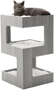 lot 45354 image: ZRen Modern Cat Tree Cat Furniture - Multi-Level Spacious Perch Cat Tower - 27.5 Inch Luxury Cat Tree Stand House with Removable Soft Blanket and Condo for Kittens
