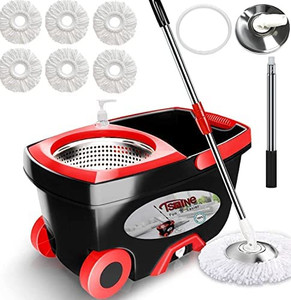 lot 45359 image: Tsmine Spin Mop Bucket Floor Cleaning Mop and Bucket with Wringer Set Commercial Spinning Mopping Bucket Cleaning Supplies with 6 Replacement Refills,61 Extended Handle for Household Hardwood Floor