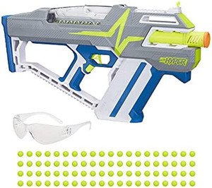 lot 45374 image: NERF Hyper Mach-100 Fully Motorized Blaster, 80 Hyper Rounds, Eyewear, Up to 110 FPS Velocity, Easy Reload, Holds Up to 100 Rounds