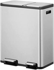 lot 45376 image: EKO EcoCasa Dual Compartment Recycling Step Trash Can 30L20L, (EK9128MT-30L20L)