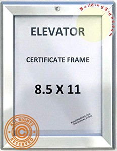 lot 45383 image: Elevator Certificate Frame (Lockable , Silver, Heavy Duty, Aluminum