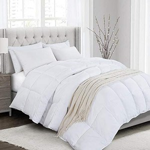 lot 45386 image: HOMBYS Down Alternative Fluffy Comforter 120� x 120� Oversized King Comforter 116 oz All Season Quilted Duvet Insert with Duvet Cover,8 Corner Tabs,White (White, Oversized King)