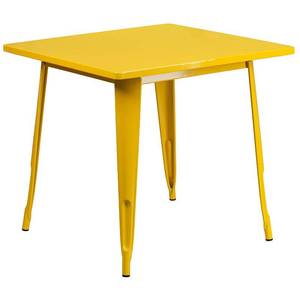 lot 45388 image: Flash Furniture Commercial Grade 31.5 Square Yellow Metal Indoor-Outdoor Table