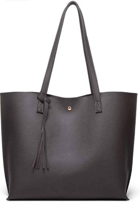 lot 31419 image: Womens Soft Faux Leather Tote Shoulder Bag from Dreubea, Big Capacity Tassel Handbag