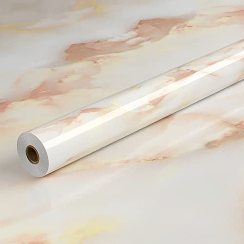 lot 22185 image: Freshtour Marble Contact Paper 24 x196 for Kitchen Countertop Cabinet Shelf Door Self-Adhesive Film Peel & Stick Wallpaper Waterproof Removable Rose Pink