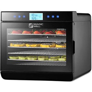 lot 10527 image: Magic Mill Food Dehydrator Machine - Digital Adjustable Timer Temperature Control Keep Warm Function Dryer for Jerky, Herb, Meat, Beef, Fruit and To Dry Vegetables 7 Stainless Steel trays