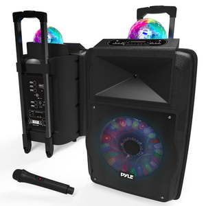 lot 10534 image: Pyle PSUFM1280B - Portable PA Speaker System Bundle Kit with Built-in LED Lights Streaming Handheld Micro MP3USBMicro SDFM Radio (12�� -inch 700 Watt)
