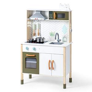 lot 10546 image: ROBUD Wooden Play Kitchen Set for Kids Toddlers, Pretend Toys Kitchen Gift for Girls Boys