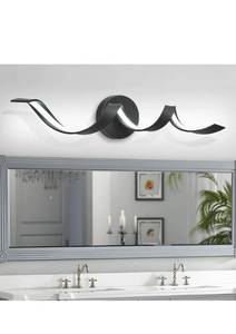 lot 20159 image: Dimmable Modern LED Bathroom Vanity Lights 24 inch, HUOKU 12W Spiral Design Black Wall Light Fixtures for Bathroom, Living Room and Hallway, 6000K White Light 1080 Lumens