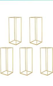 lot 20175 image: Fullvaseer Gold Wedding Flower Stand,Metal Wedding Geometric Flower Vase Column Stand for Wedding Party Table Centerpiece for Home Decor